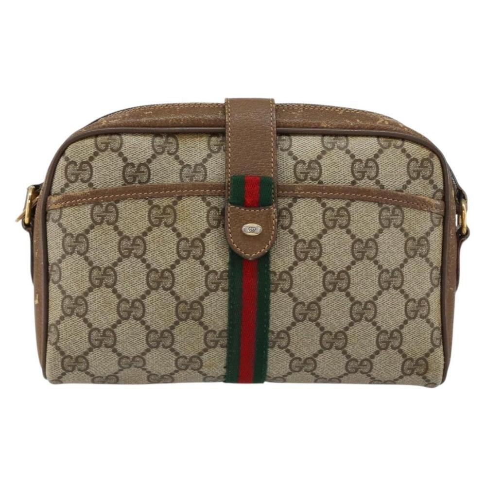GUCCI GG Supreme Web Sherry Line Bag PVC Beige Gold 116 02 055 Auth 155594 - Picture 13 of 16